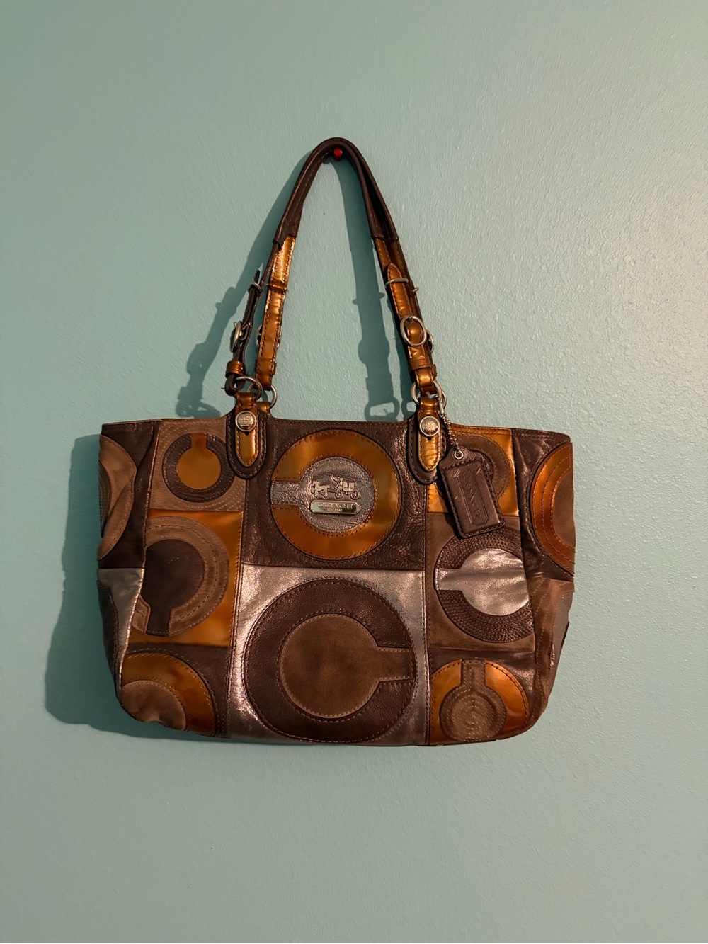 Coach Brown & Tan Patchwork Leather Tote Bag
